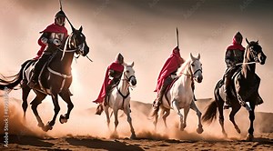 Four Horsemen of the Apocalypse. Symbolic Representation Stock Video