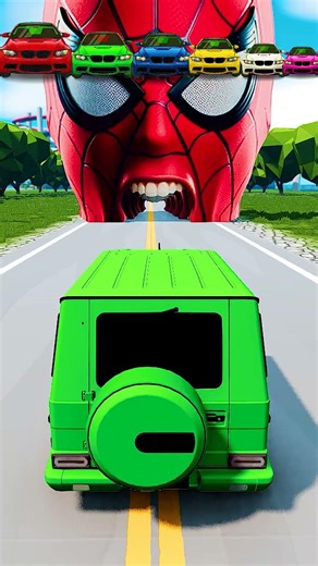 Four Trucks Transporting cars with Flatbed Trailers Cars vs Speedbump vs Train vs Pothole #000