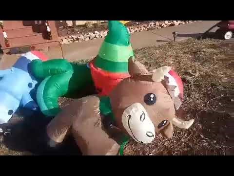 Christmas inflatables all down from wind !