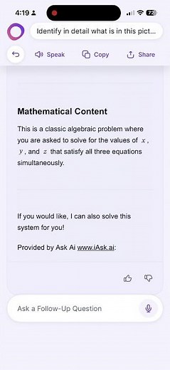 Using iAsk AI Visual Search for a difficult math problem