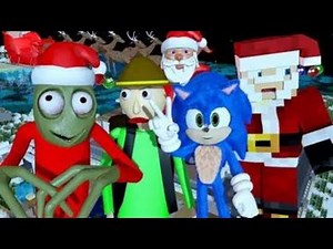 SALAD FINGERS vs BALDI IN MINECRAFT part 3 Christmas Challenge with Sonic and Steve