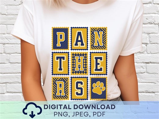 Panthers Mascot Postage Stamp PNG: Blue and Gold School Spirit Design (digital Download) - Etsy