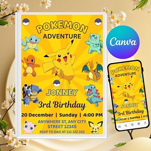Birthday Invitation Template, Customizable Party Invite for Kids, Fun & Playful Design, Cartoon Invitation Card, Cartoon Invite Party Theme - Etsy