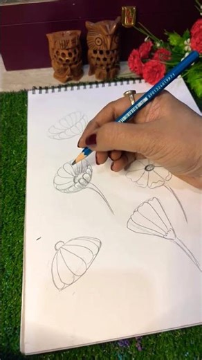 Live Drawing Highlights ✍️✨ | Easy Flower & Leaf Sketch #tranding #drawing