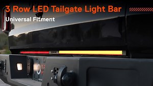 True Mods 60 Inch Dark Smoked 3 Row LED Tailgate Light Bar Strip for Pickup Truck Trailer Vehicle [Rigid Aluminum] [Ignition Start Sequence] [Amber Sequential Turn Signal] TBT Running Brake Reverse