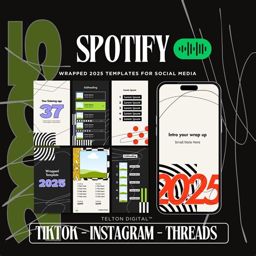 Spotify Wrapped 2025 Editable Canva Templates | Social Media Music Recap | Instagram Reels   Stories & Tiktok - Etsy UK