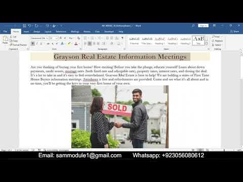 New Perspectives Word 365 Module 1 SAM Project B | Grayson Real Estate