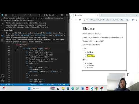 Praktikum Modul 1 HTML: Struktur Dasar dalam Pembuatan Biodata_Ulfiyatul Ameliya _2402420025_IEA24