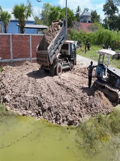 9.1K views · 148 reactions | Wonderful Beginning Work! Dozer Clearing Waterlogged Area with 5T Truck Support | Excavator Bulldozer | Facebook