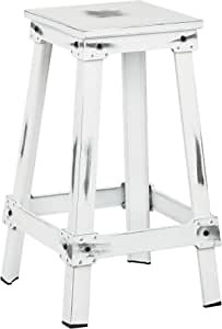 OSP Designs New Castle 26" Antique White Metal Barstool, KD, Antique White Kd