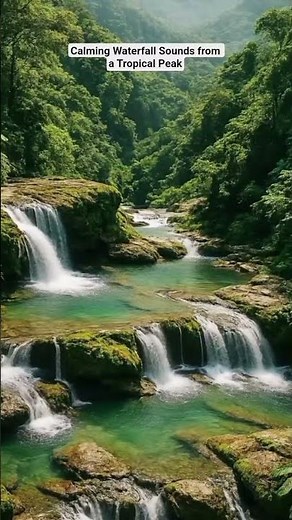 Calming Waterfall Sounds from a Tropical Peak#waterfallsounds #birdsong #stressrelief #shorts