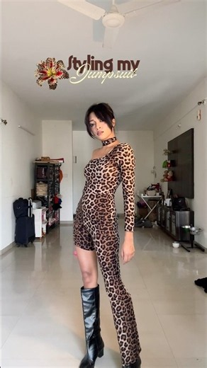 Styling my leopard print jumpsuit #youtubeshorts #stylingtips #ootd #fashion