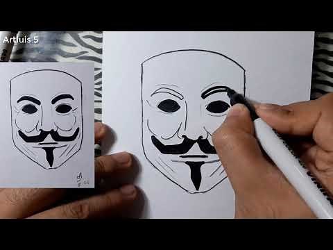 Cómo dibujar la máscara de ANONYMOUS (Máscara Guy Fawkes) | How to draw the Anonymous Mask