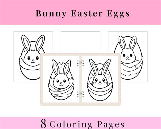 Bunny Easter Egg Coloring Pages L Color Sheets for Kids, Digital Download - Etsy