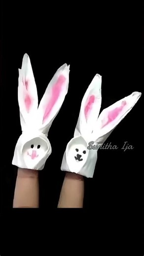 How to make tissue paper finger bunny puppet origami diy craft tutorial easy for beginners making