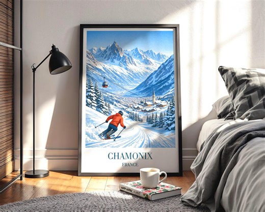 Chamonix Ski Resort Poster: Mountain Snow Gift, Skiing Decor, French Alps - Etsy