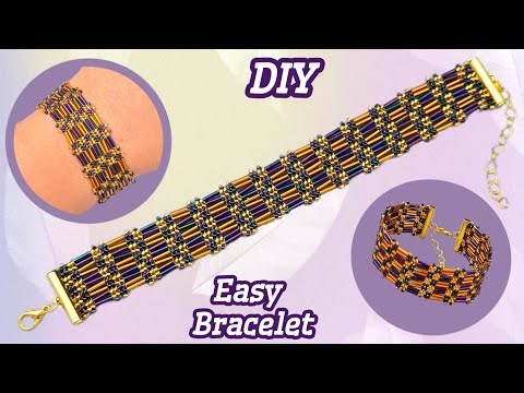 How to make herringbone bracelet/Beautiful beaded bracelet/Easy jewelry making at home/DIY Tutorial