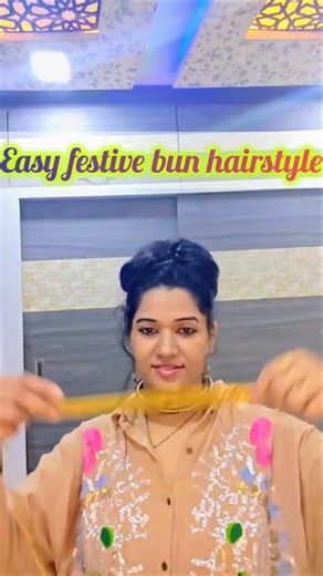 "Easy Ribbon Bun Look 🎀"#hairstylefestivehairstyle #indianhairstyle#easyhairstyle #hairtutorial