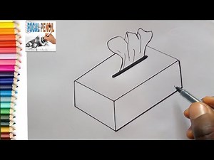 How to draw Tissue Box step by step.