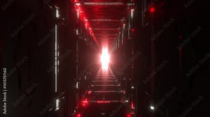 Effect VJ LOOP Red Light, Rotating Loop Video Mysterious Tunnel, abstract, sci-fi, cyberpunk 4K