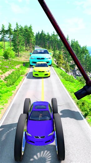 Colorful Small to Giant Cars vs Giant Hammer 💥Size Comparison Destruction BeamNG Drive #beamngdrive
