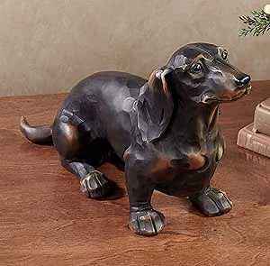Touch of Class Morning Walk Dachshund Table Sculpture - Resin - Black, Grown - Weiner Dog Statue for Bedroom, Living Room, Office, Garden, Patio, Entryway, Foyer - Outdoor Seasonal