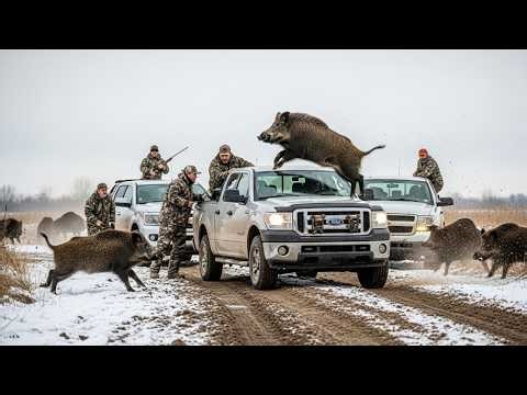 UNBELIEVABLE! Alaska Farmers Battle Dangerous Giant Wild Hogs in the Snow❄️🐗