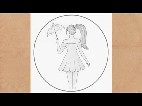 Beautiful Girl with Umbrella Drawing | Easy Pencil Sketch for Beginners | Simple Girl Sketch