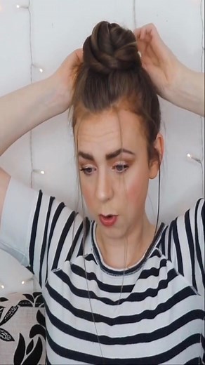 2 of 4 ways to do messy bun without bobby pins￼! Come back tomorrow for part 3! ￼ #messybuncheck #bunhairtutorial #braidedbun #easyhairdo | Emmarie Lane