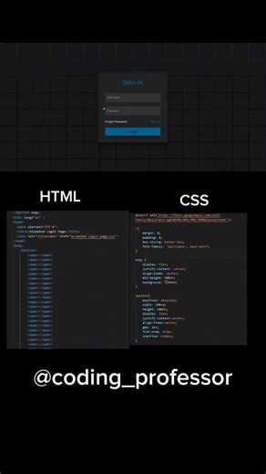 coding_professor on Instagram: "Animated sign in page use | HTML | CSS | JavaScript #JavaScript #html #css #animation #coding"