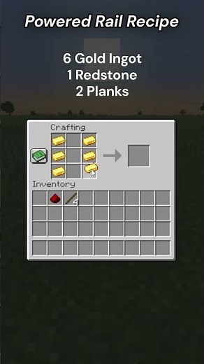 Minecraft Powered Rail Recipe #minecraft #shorts