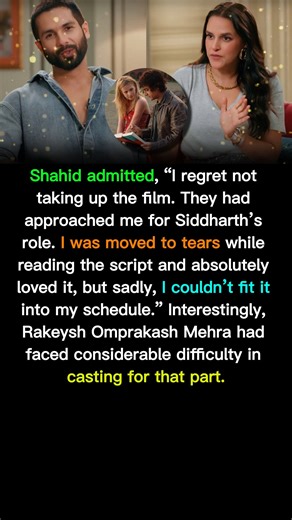 251K views · 168 reactions | Shahid admitted, “I regret not taking up the film. They had approached me for Siddharth’s role. I was moved to tears while reading the script and absolutely loved it, but sadly, I couldn’t fit it into my schedule.” Interestingly, Rakeysh Omprakash Mehra had faced considerable difficulty in casting for that part. | Viral Headlines | Facebook