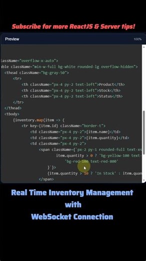 Real Time Inventory Management with WebSocket Connection Build in ReactJS #reactjs #frontend#server
