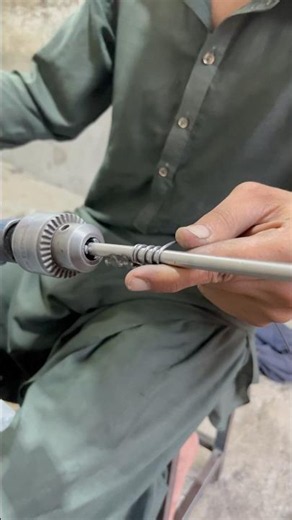 Simple Compression Spring Making on a Drill Machine | Iron Wire DIY Spring #shorts