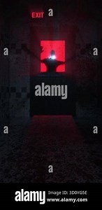 Man holding flashlight in dark hallway with exit sign Stock Video Footage - Alamy