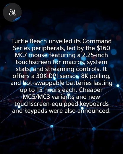 Turtle Beach MC7 mouse adds touchscreen, hot-swap batteries, $160 price in Command Series!
