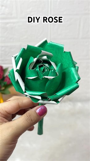 DIY Aesthetic Green Rose | DIY Rose |flower making with paper #shorts #diy #ctaft #handmade