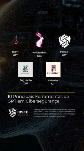 IA ofensiva vs. defensiva: as 10 principais ferramentas de GPT em cibersegurança 🧠💻 A Inteligência Artificial Generativa está transformando o modo como atuamos na segurança digital — seja para simular ataques, automatizar análises ou fortalecer defesas. Entre as ferramentas baseadas em GPT que estão revolucionando o setor estão: Hacker GPT – simula ataques e gera cargas de teste OSINT GPT – coleta e correlaciona inteligência pública White Rabbit Neo – simula cadeias completas de ataque BlueTea
