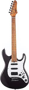 VVS 6-String Solid Body Electric Guitar with Alder Body,Stainless Steel Frets,Featuring Tremolo System, with Plastic Pearl Pickguard and String Tree (Metallic brown)