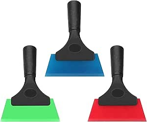 Window Tint Squeegee(3-Pack),Auto Water Blade, Water Wiper,WRubber Squeegee 5 inch,with No-Slip Handle, for Car Windshield Window, Mirror, Glass Door(Blue+Green+Red)