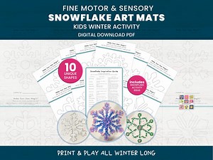 Snowflake Outline Art & Crafts Mats Printable for Kids Fine Motor Skills, Sensory Winter Activity | PDF Instant Download - Etsy