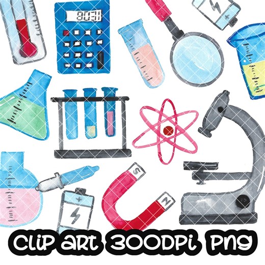 Set of Science, Chemistry Clip Art, Education Back to School Clipart PNG - Etsy