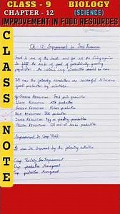 Improvement In Food Resources - Class 9 Biology Chapter 12 | Notes, Question and Answers #notes