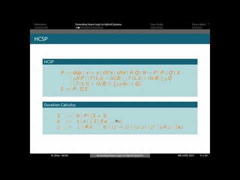 VSOW04 | Dr. Naijun Zhan | Extending Hoare Logic to Hybrid Systems
