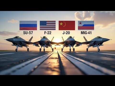 Сравнение самых мощных истребителей мира 2025 | SU-57 VS F-22 VS J-20 VS MiG-41