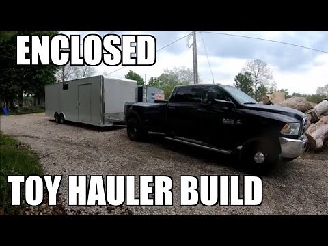 #53 Enclosed trailer toy hauler build. Paint, epoxy , X track system, and bed build.