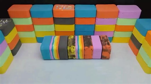 ASMR soo relaxing baking soda _ 54 colorful blocks #asmrsounds #asmrstp #foruyou #asmrgril #asmrbakingsoda