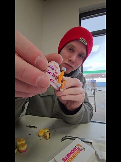 @donutfinger.fb Does The ARMAvation Rotation Fingerboard Trick Challenge At Dunkin Donuts 🍩 🍩 🍩