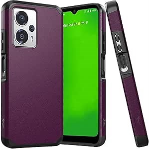 HRWireless Compatible for Cricket Outlast 5G/AT&T Motivate Pro 5G Case Tough Strong Hybrid (Magnet Mount Friendly) Phone Cover for Protection Dark Purple