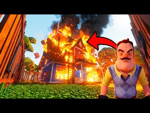 I Set the Hello Neighbor House on FIRE with a LAVA GUN